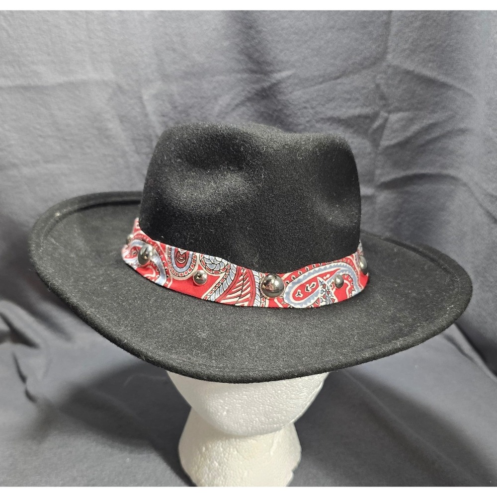 Bollman‎ Black Wool Western Cowboy Hat with Studded Paisley Band Stylish